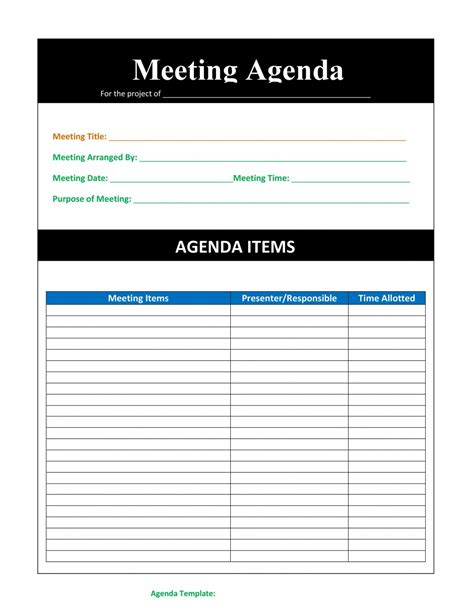 Agenda Word Template Collection